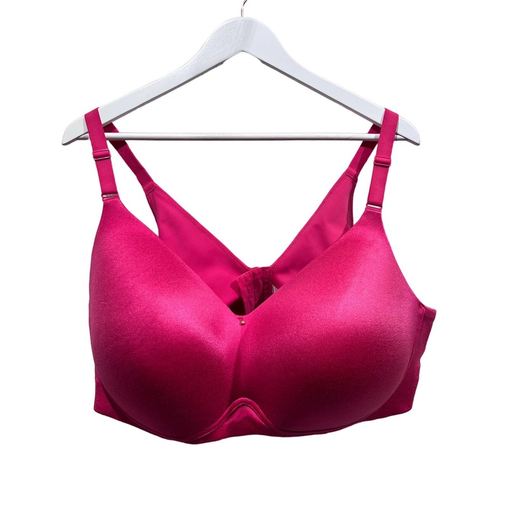 Cacique Hot Pink Lightly Lined Wireless Full Coverage Vanishing Back Bra 46 DDD
